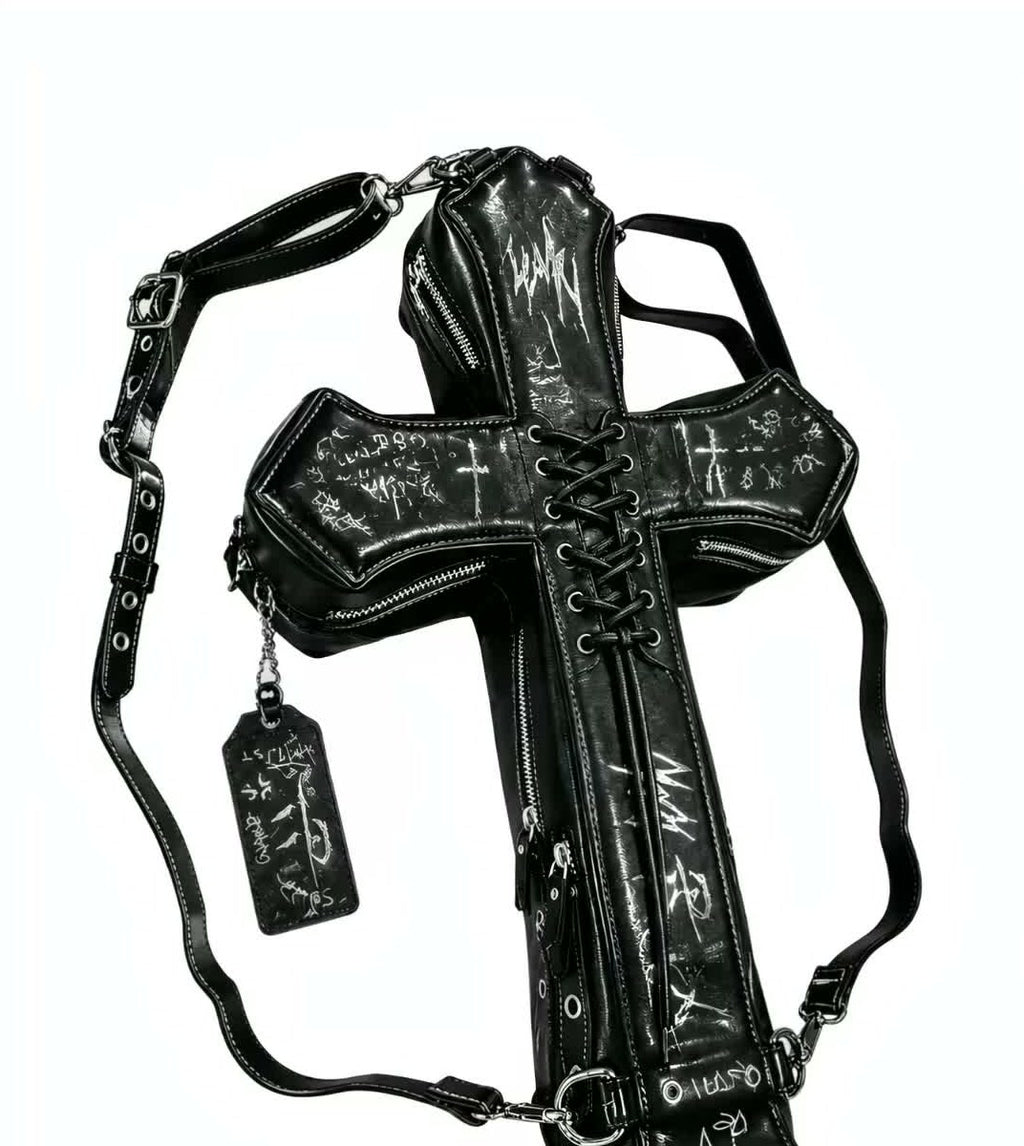 Black cross-shaped Cross Bag on a white background