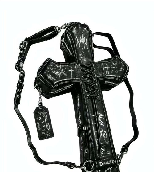 Black cross-shaped Cross Bag on a white background